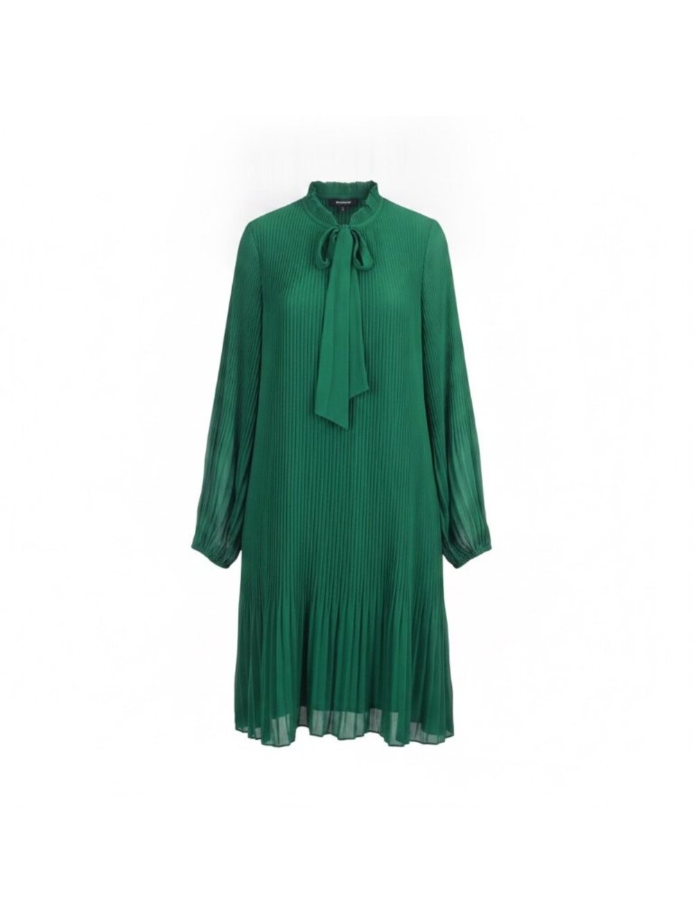DKNY Womens Green Pleated Long-Sleeve Dress With Tie Neck Size US 4